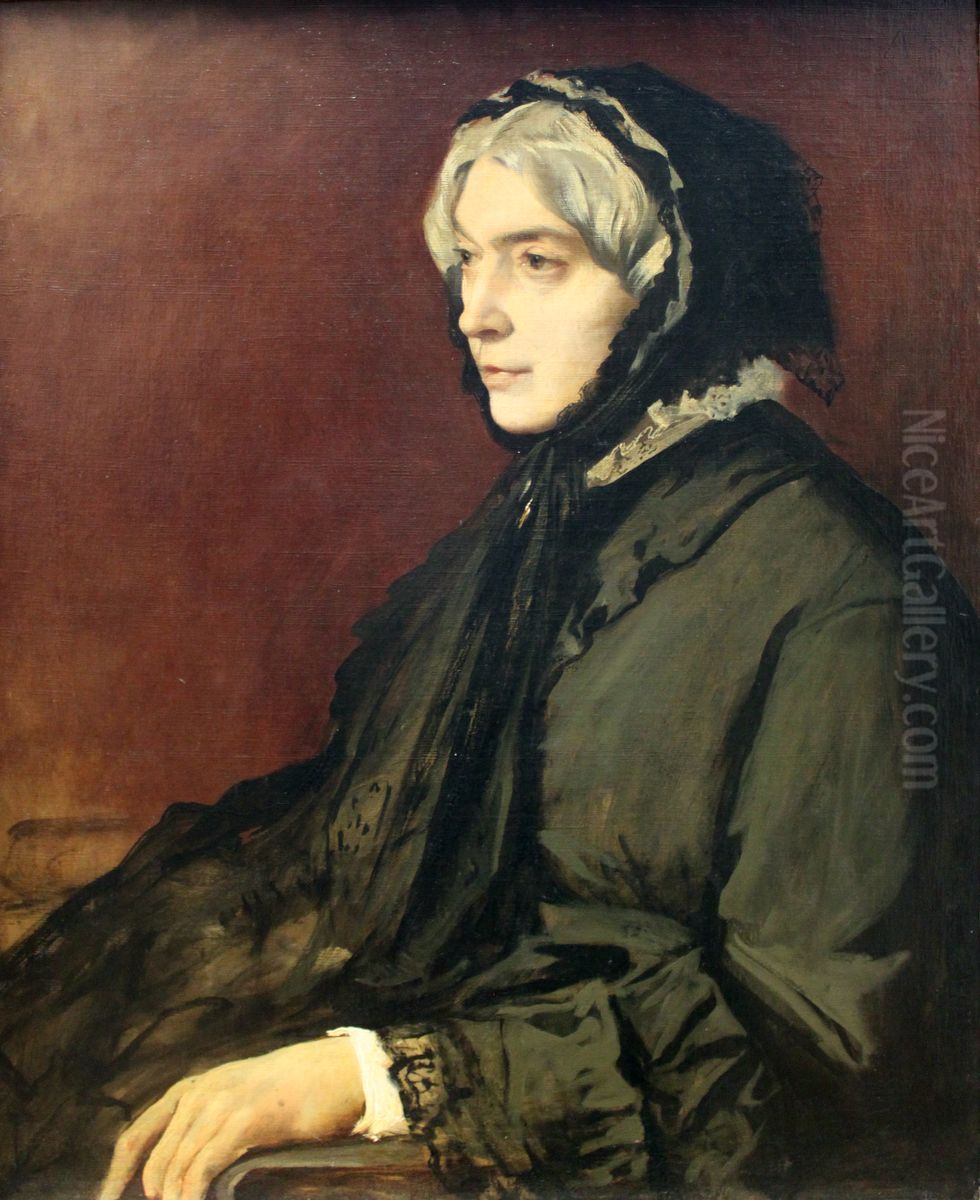 The Artist's Step-mother, Henriette Feuerbach Oil Painting by Anselm Friedrich Feuerbach