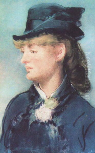 Le Modele de la serveuse desFolies Bergeres Oil Painting by Edouard Manet