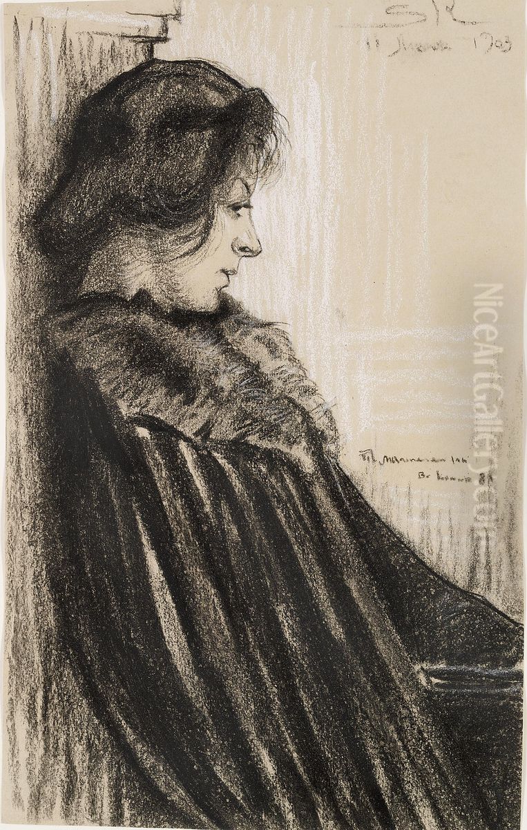 Profilportraet af Marie Kroyer. Oil Painting by Peder Severin Kroyer