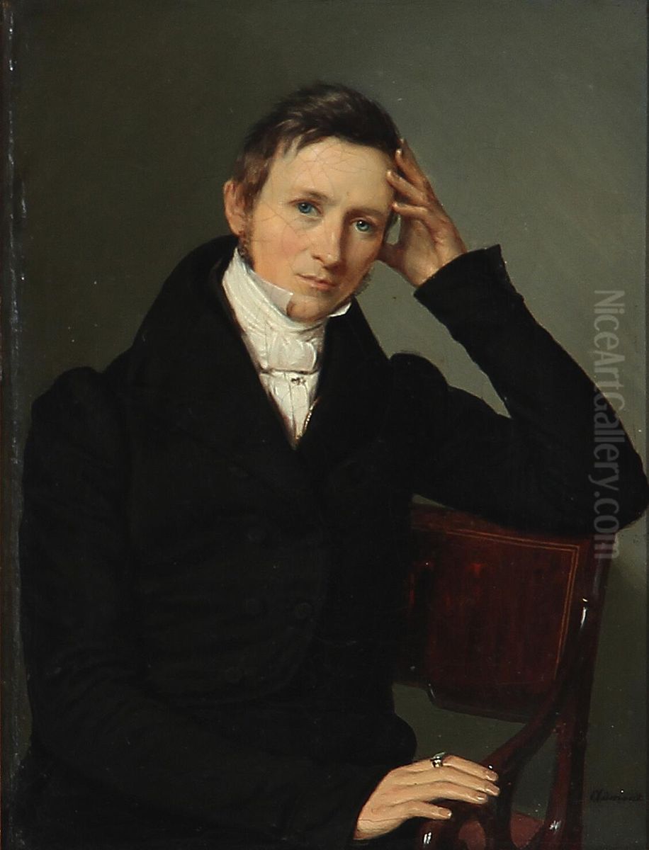 Portrait of the painter Johannes Steenfeldt. Oil Painting by Louis Aumont