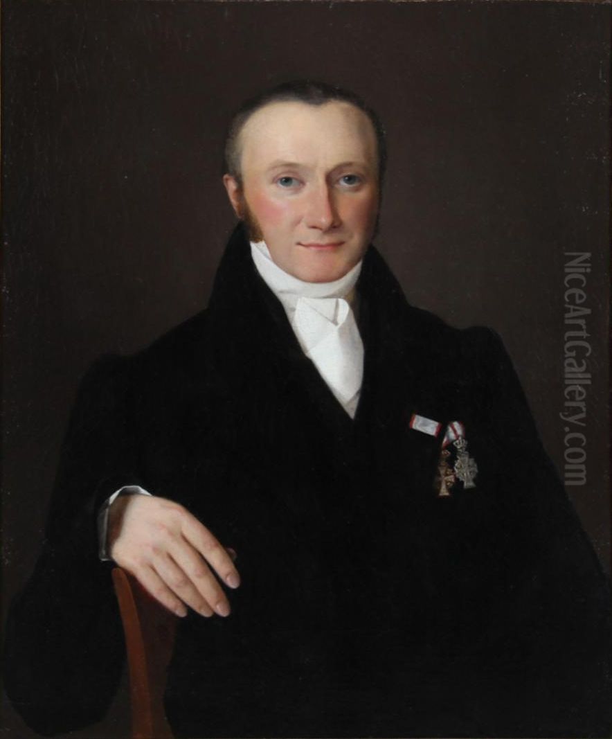 Portrait of wine merchant to the Danish court Christian Waagepetersen (1787-1840). Oil Painting by Louis Aumont