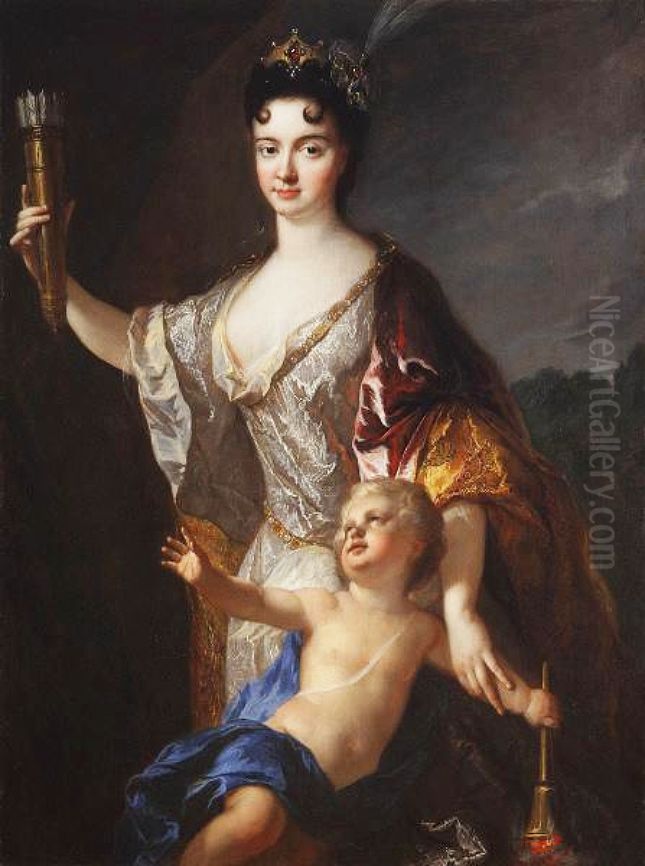 Portrait de femme en Venus desarmant l'Amour Oil Painting by Jean-Francois de Troy