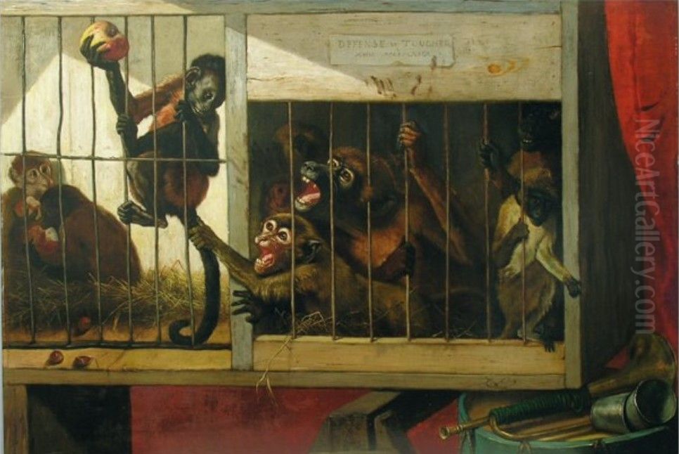 Singeries Oil Painting by Charles Verlat