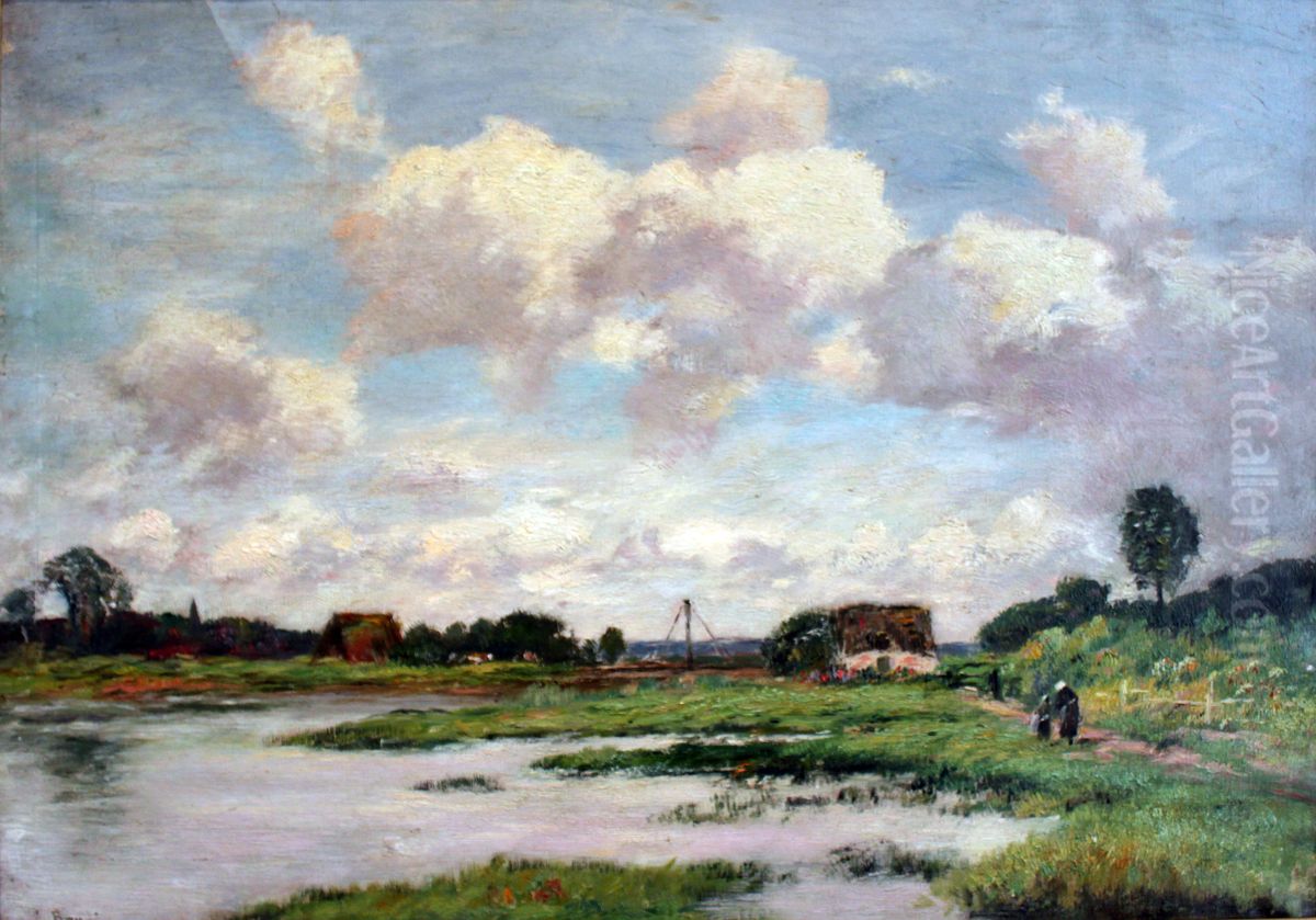 Norman Landscape (Landscape with a high sky) Oil Painting by Eugene Louis Boudin