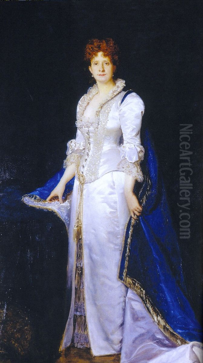 Portrait of Queen Maria Pia of Portugal (1847-1911) Oil Painting by Carolus-Duran