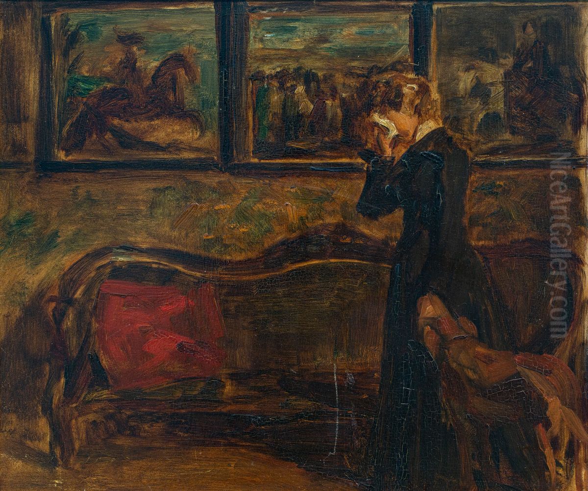 Weeping Woman Oil Painting by Gustaaf Vanaise