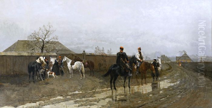 Scene from the January Uprising 1863 Oil Painting by Antoni Piotrowski