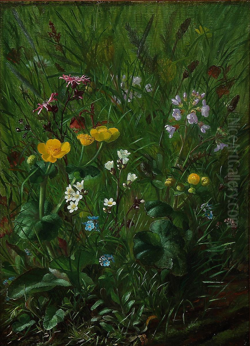 Skovbund ved Englund. Oil Painting by Alfrida Baadsgaard