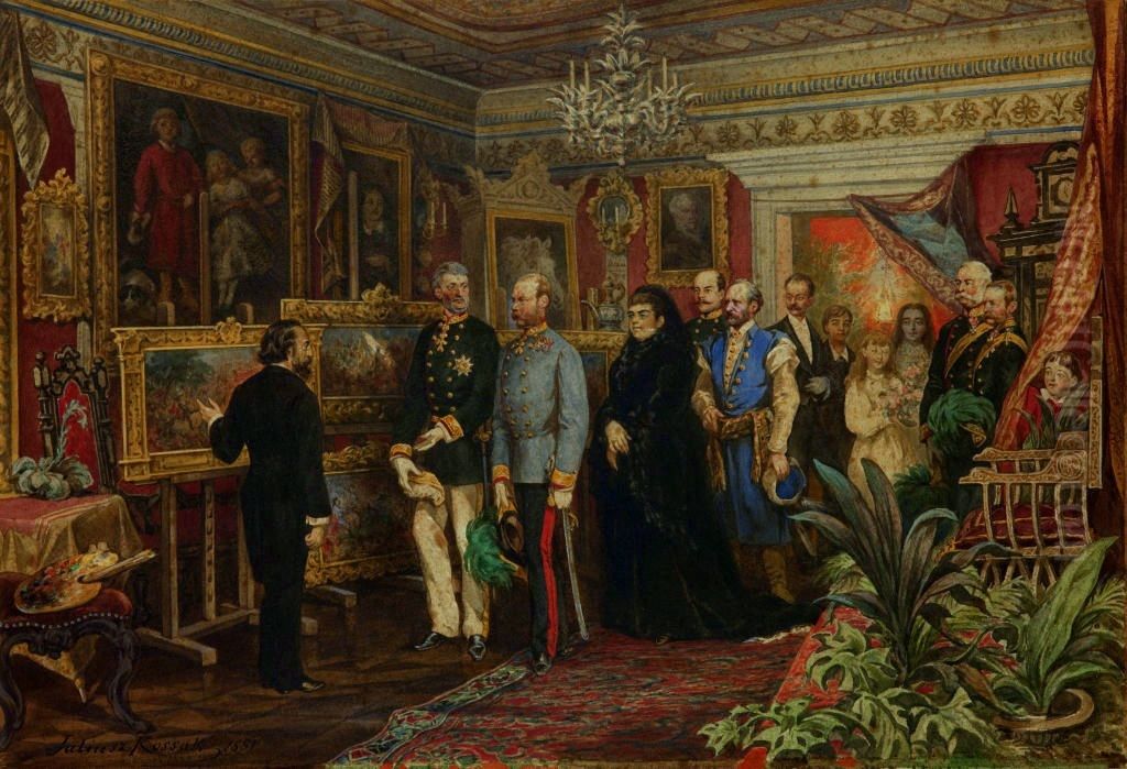 Wizyta cesarzaFranciszka Jozefaw domuJana Matejkidnia 2 wrzesnia 1880 r. Oil Painting by Juliusz Kossak