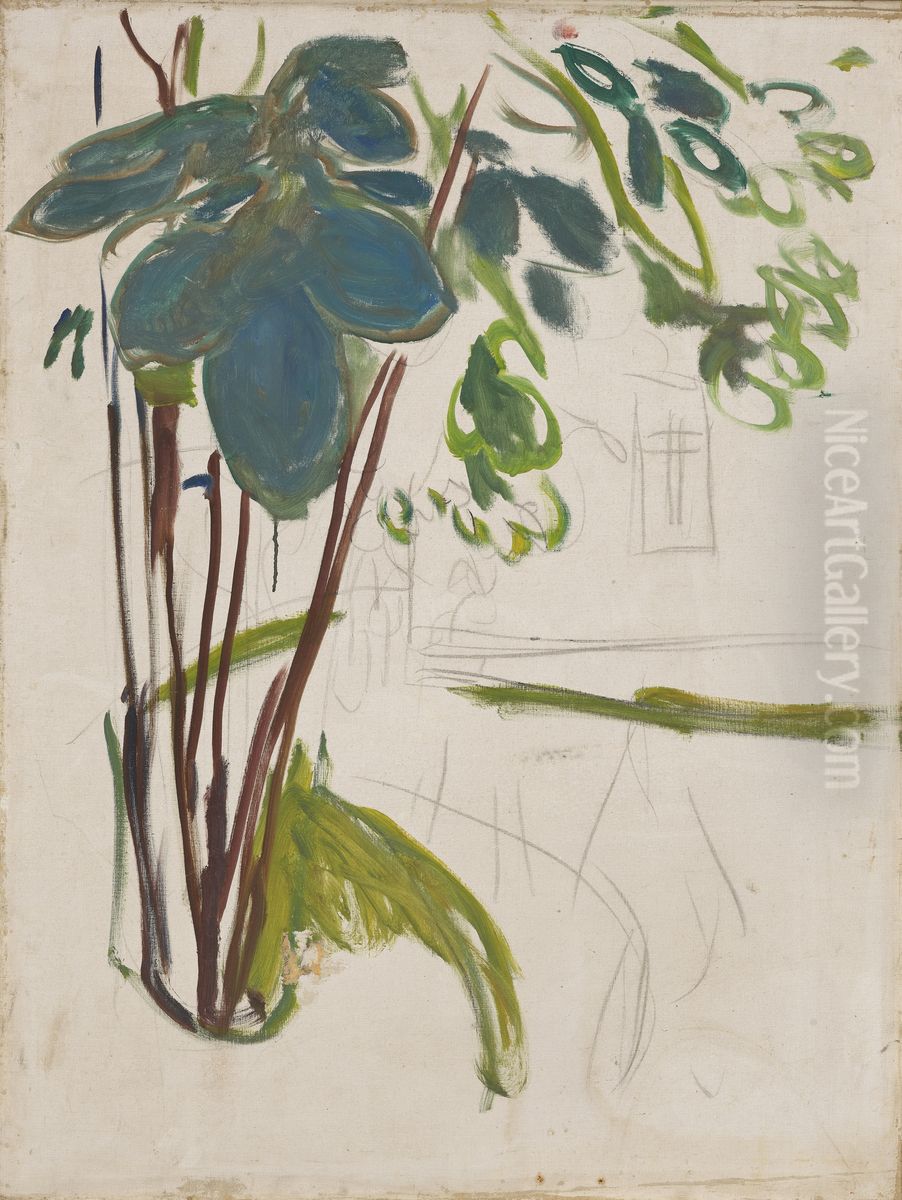 Bush Oil Painting by Edvard Munch