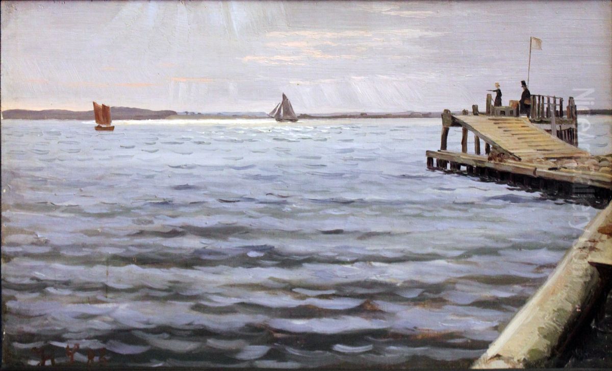 At Flensburg Fiord Oil Painting by Hans Smidth