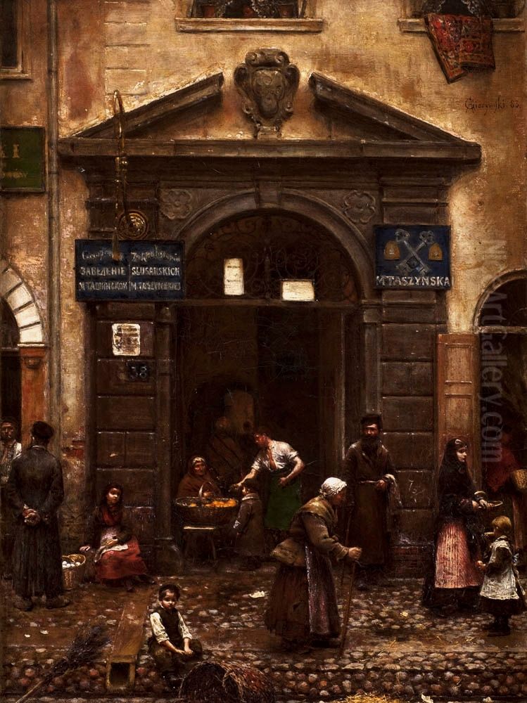 The Gate in the Old Town in Warsaw. Oil Painting by Aleksander Gierymski