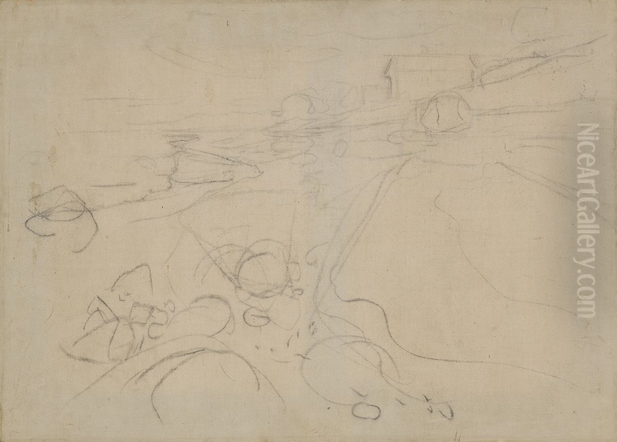 The Shoreline in Asgardstrand Oil Painting by Edvard Munch