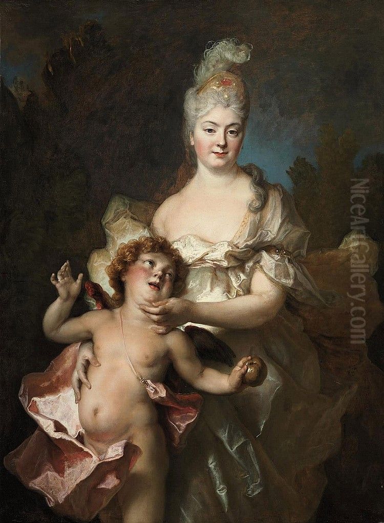 Portrait of a lady as Venus, presumably Mlle. Duclos Oil Painting by Nicolas de Largilliere