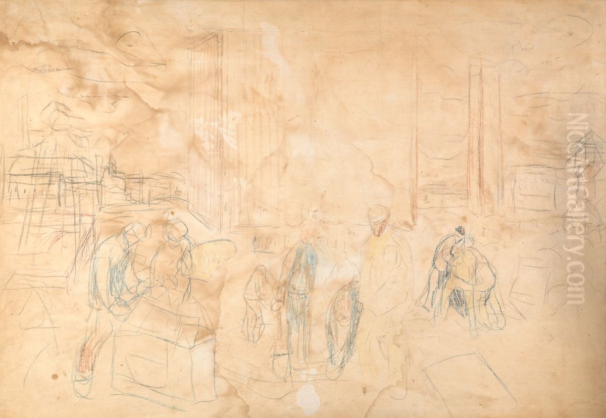 Oslo City Hall Under Construction Oil Painting by Edvard Munch