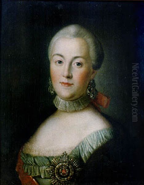 Portrait of Great Duchess Ekateriana Alexeyevna (future Catherine II) Oil Painting by Aleksey Antropov