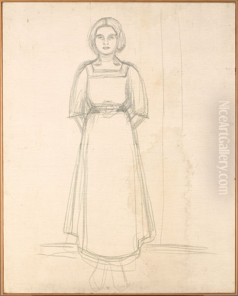 Standing Woman Oil Painting by Edvard Munch