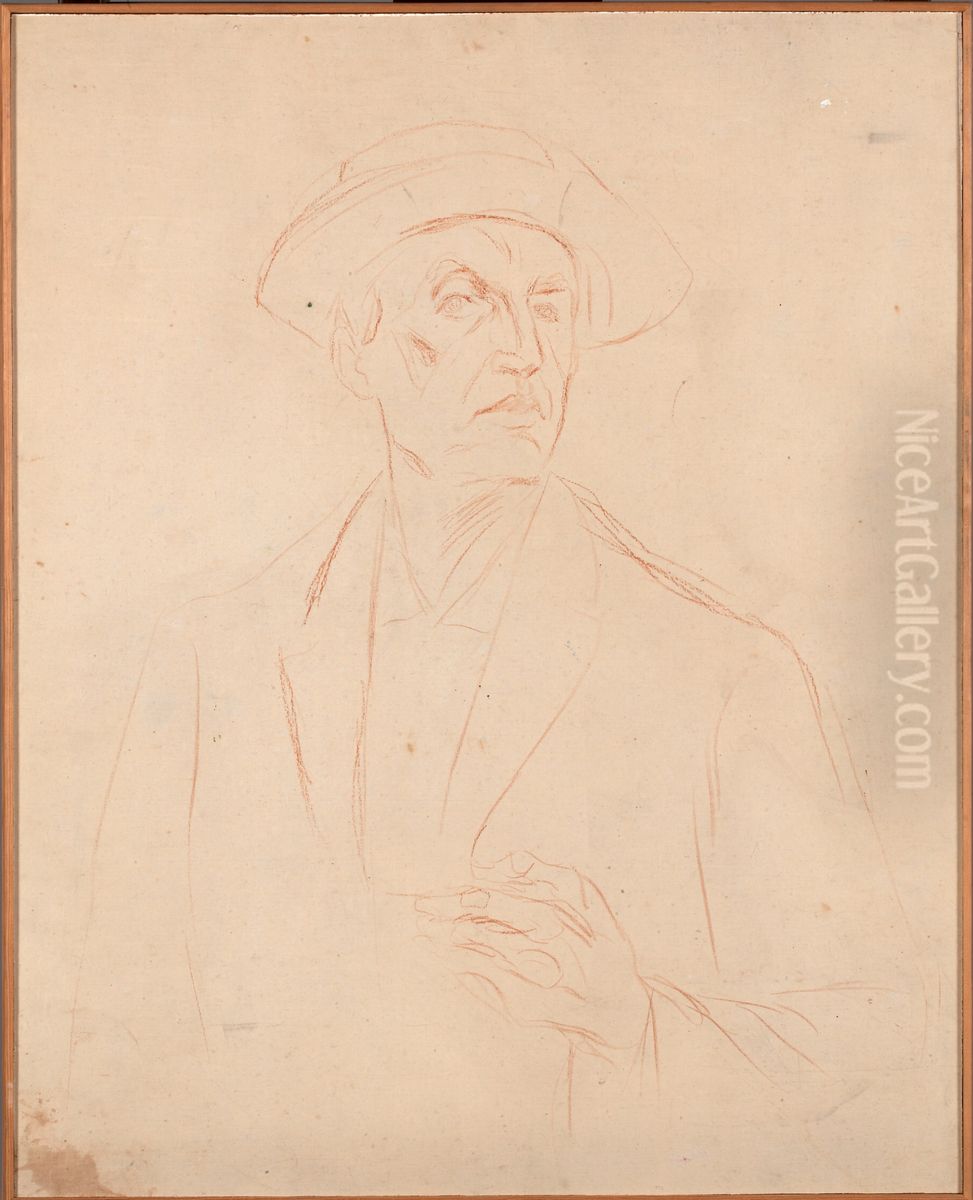 Self-Portrait with Afflicted Eye Oil Painting by Edvard Munch