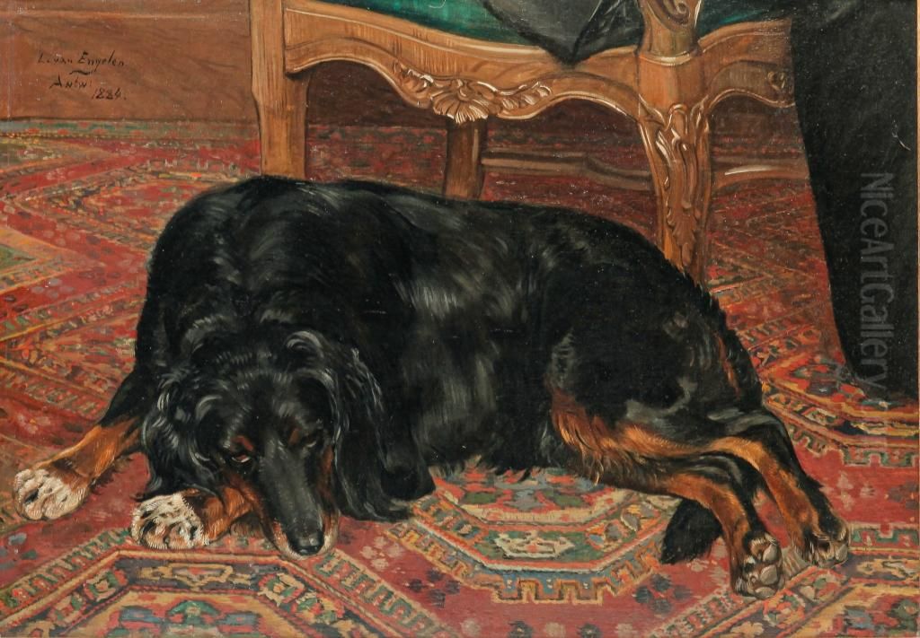 Portrait of a dog Oil Painting by Louis Van Engelen