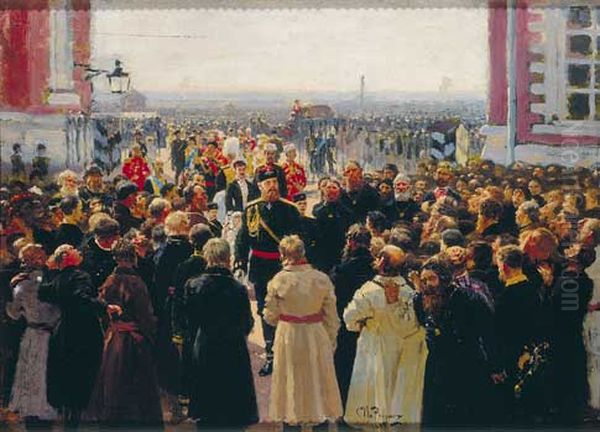 Delegation of voigts before Alexander III Oil Painting by Repin Iliya
