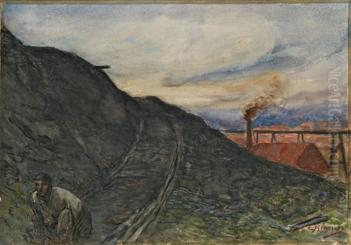 Path descending from the slag heap Oil Painting by Constantin Meunier