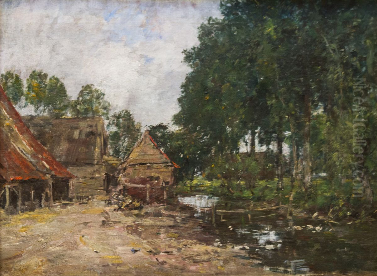 Cour de ferme Oil Painting by Eugene Louis Boudin