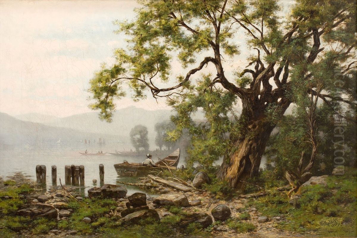 Starnberger See landscape Oil Painting by Wladyslaw Malecki