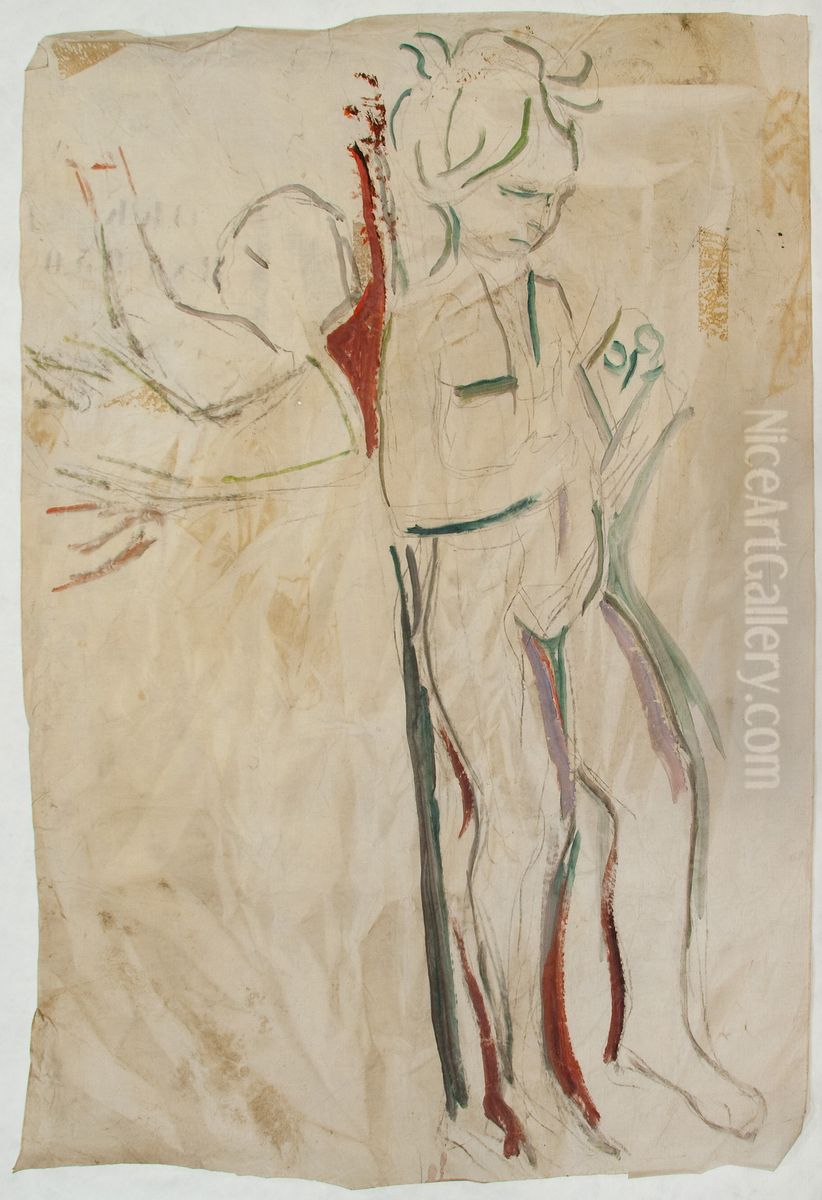 Fragment with Playing Children Oil Painting by Edvard Munch