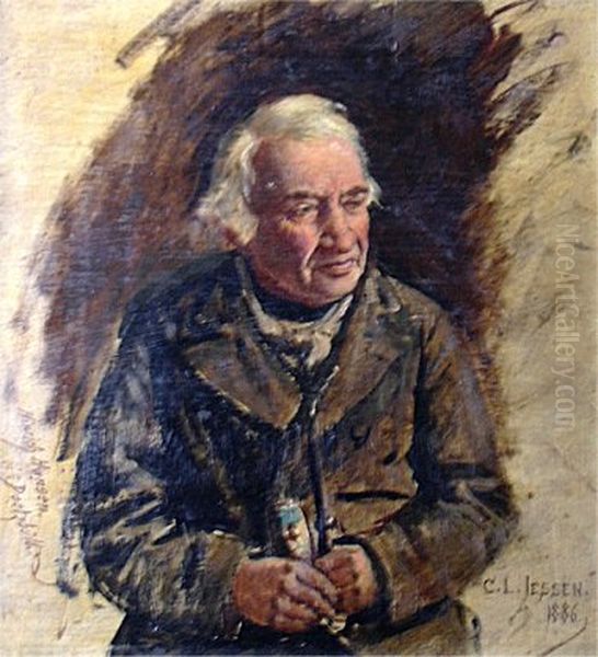 Portrait of an old man Oil Painting by Carl Ludwig Jessen