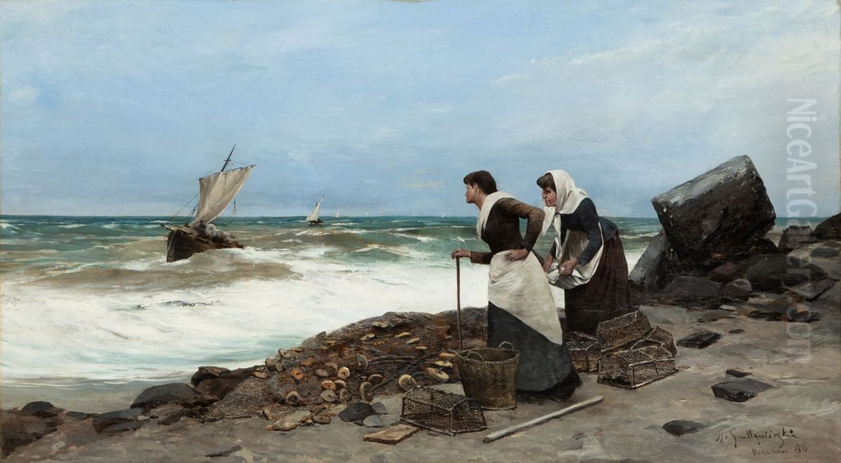 Breton seashore Oil Painting by Michal Gorstkin-Wywiorski