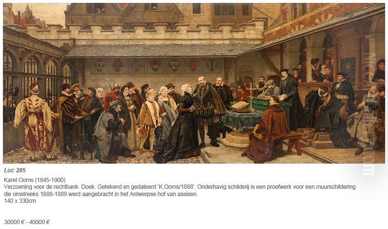 Reconciliation before the tribunal Oil Painting by Karel Ooms