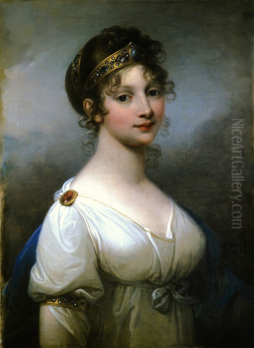 Portrat of Louise of Mecklenburg-Strelitz, Queen of Prussia Oil Painting by Josef Grassi