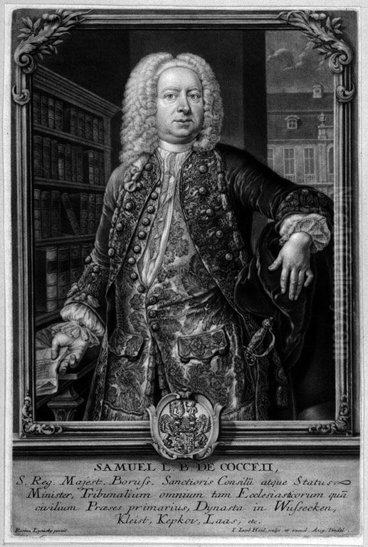 The portrait of German jurists and official Samuel von Cocceji (1679-1755) Oil Painting by Johann Jakob Haid