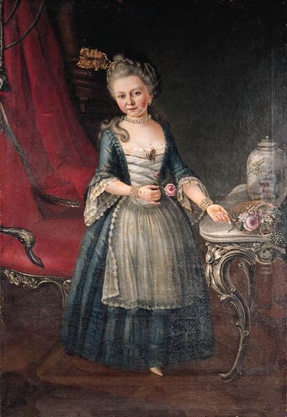 Portrait of Friederike of Mecklenburg-Strelitz, nee Hesse-Darmstadt (1752-1782) Oil Painting by Johann Ludwig Strecker