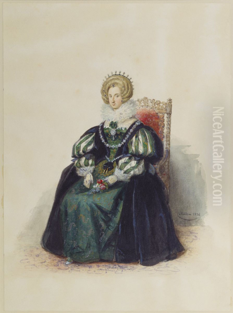 Louise, Queen of the Belgians, as Princess Elisabeth of France Oil Painting by Jean-Baptiste Madou