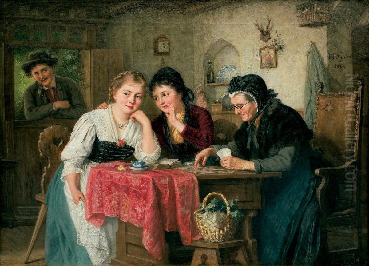 U wrozki Oil Painting by unknown