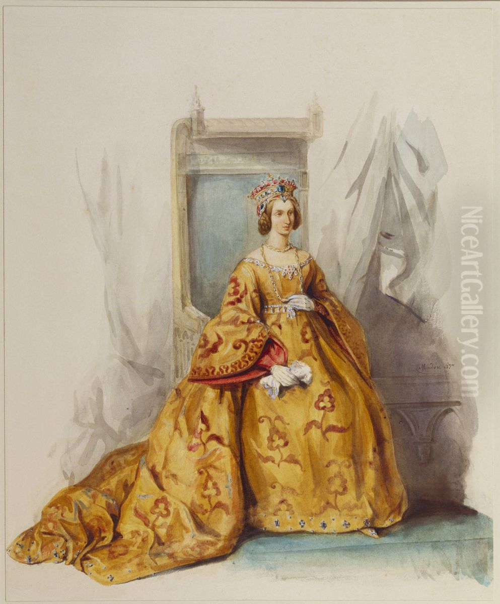 Louise, Queen of the Belgians, as Mary of Burgundy Oil Painting by Jean-Baptiste Madou