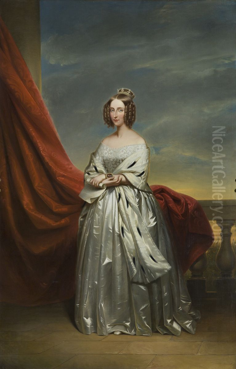 Portrait of Queen Louise Marie Oil Painting by Fanny Geefs