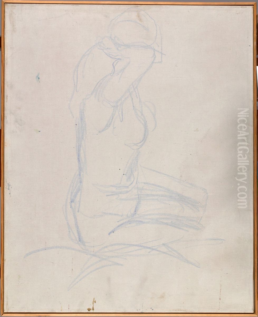 Seated Nude with her Hand behind her Head Oil Painting by Edvard Munch