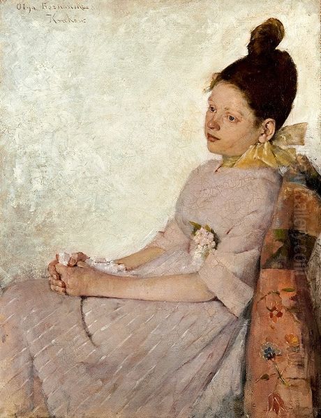 Zadumana dziewczynka Oil Painting by Olga Boznanska