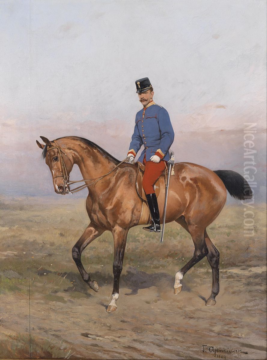 Equestrian portrait ofRudolf, Crown Prince of Austria(1858-1889) Oil Painting by Tadeusz Ajdukiewicz