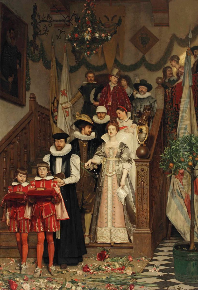 Departure for the falcon hunt Oil Painting by Florent Willems