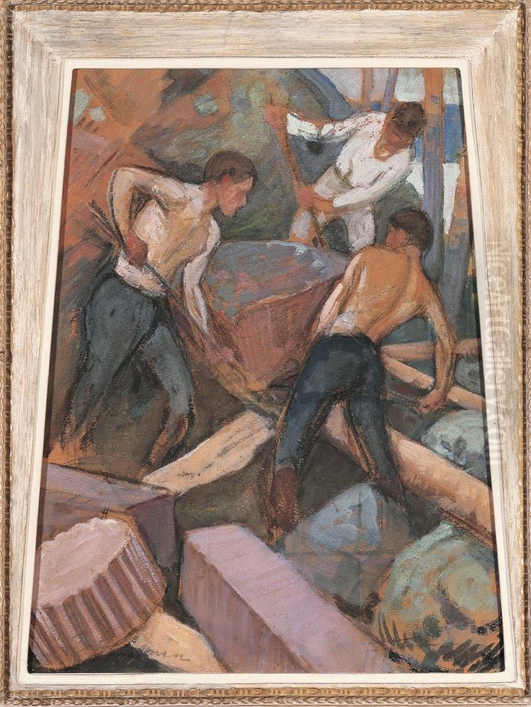 Sammon ryosto, luonnos Oil Painting by Pekka Halonen