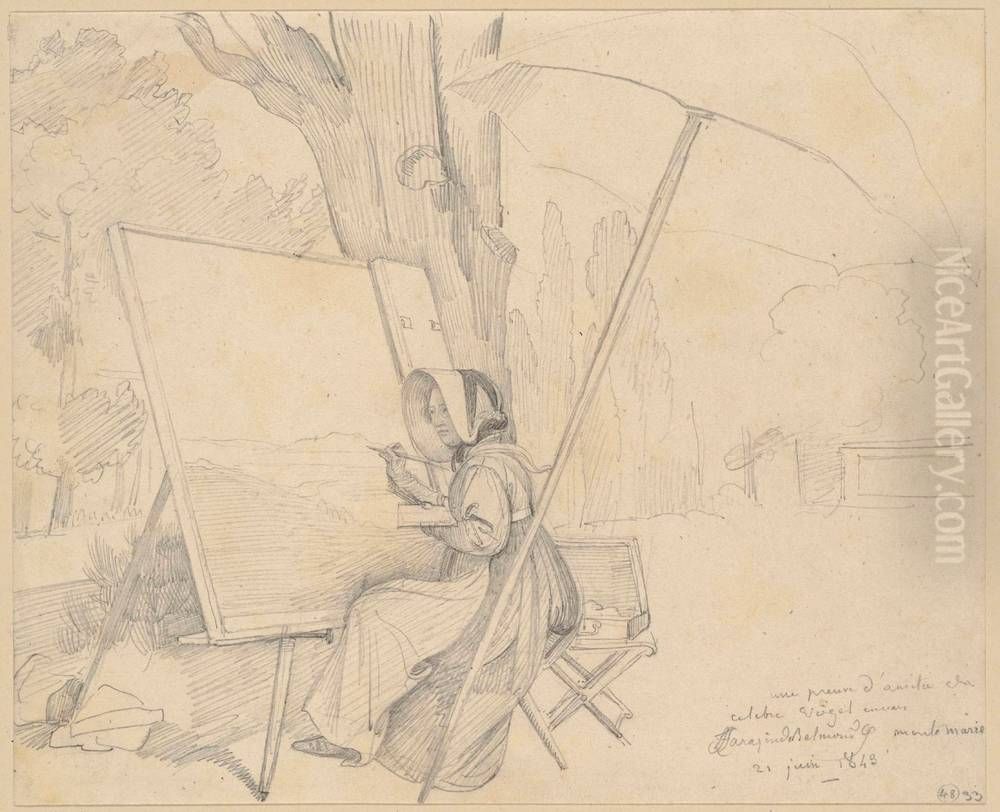 Self-portrait of Louise Josephine Sarazin de Belmont Oil Painting by Louise-Josephine Sarazin de Belmont