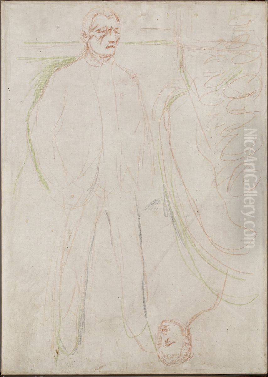 Standing Male Oil Painting by Edvard Munch