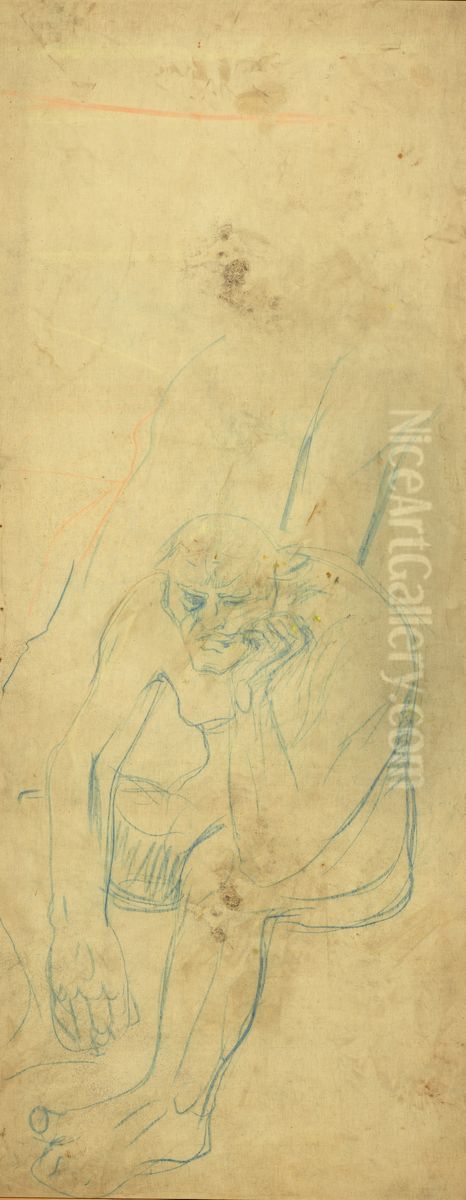 Seated Male Oil Painting by Edvard Munch