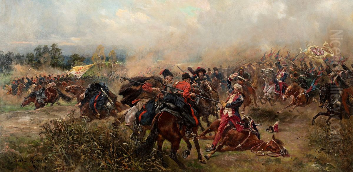 Bitwa pod Zielencami Oil Painting by Wojciech Kossak