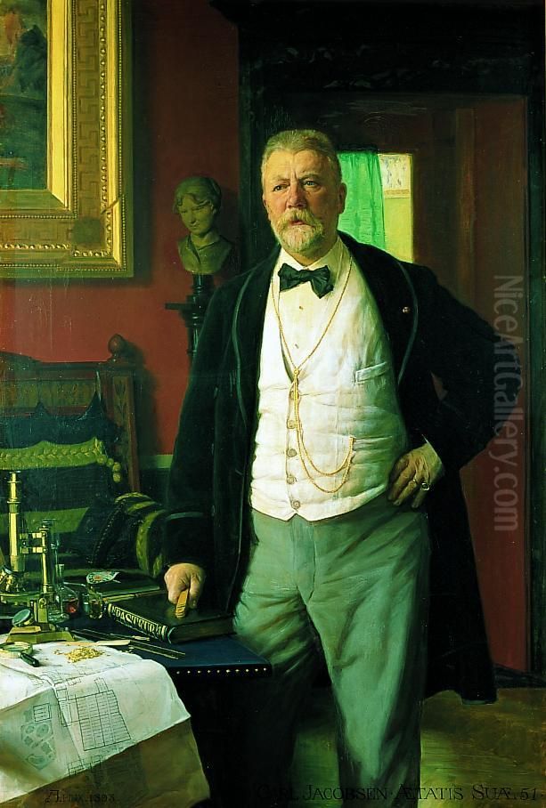 Portrait of Carl Jacobsen, Carlsberg Oil Painting by August Jerndorff