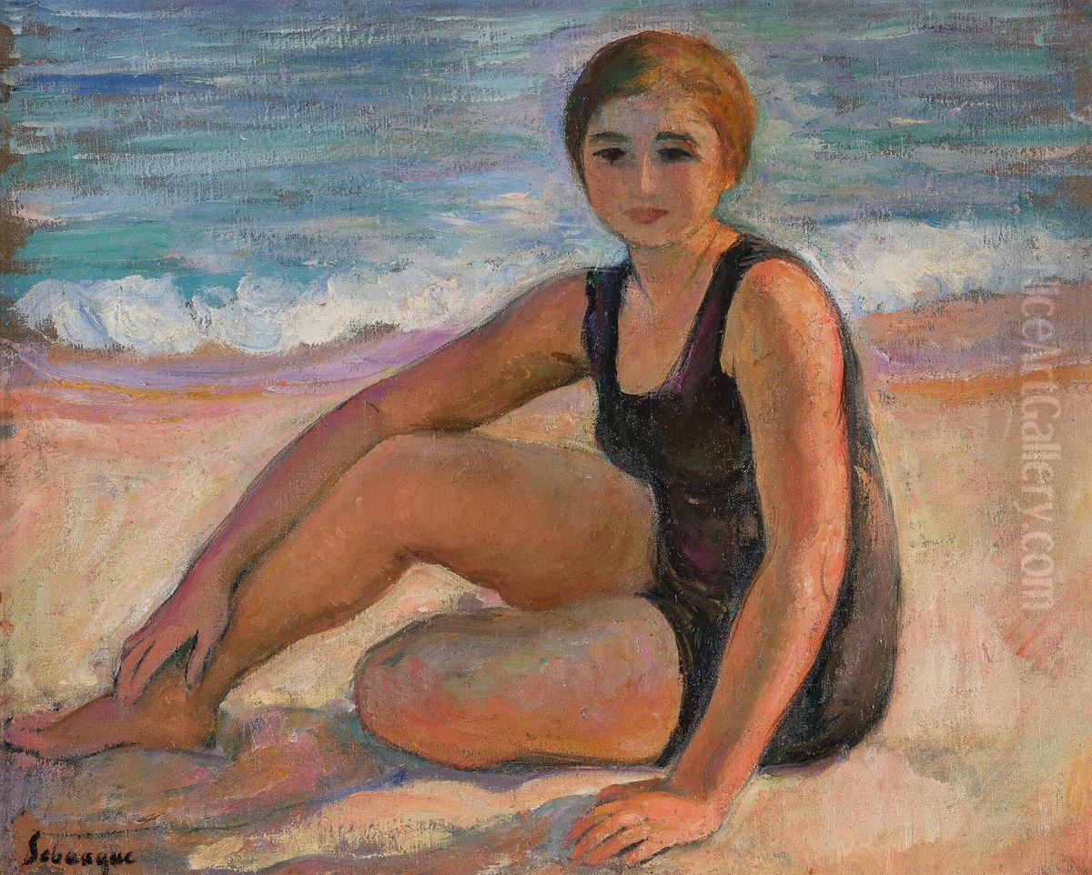 La Baigneuse au maillot noir Oil Painting by Henri Lebasque