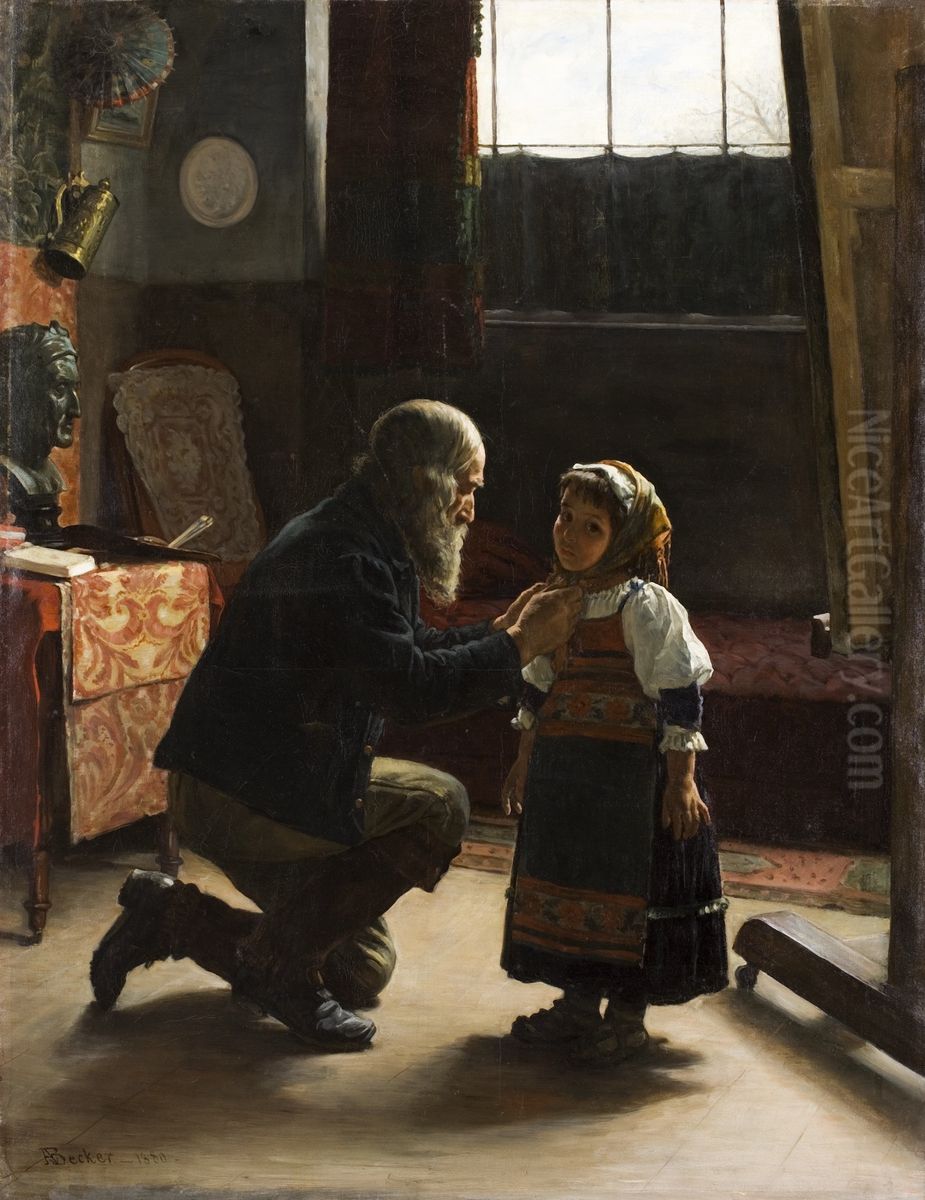 After Modeling Oil Painting by Adolf von Becker